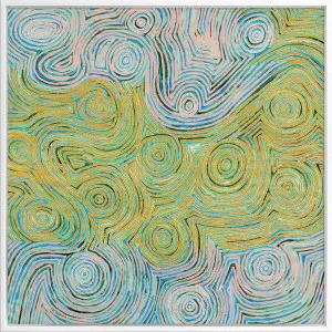 Mina Mina Jukurrpa VI Yellow Canvas Art Print by Urban Road, a Aboriginal Art for sale on Style Sourcebook