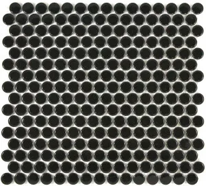 Camden Penny Round Black Gloss Glazed Mosaic Tile by Tile Republic, a Mosaic Tiles for sale on Style Sourcebook