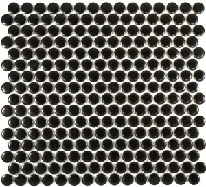 Camden Penny Round Black Matte Glazed Mosaic Tile by Tile Republic, a Mosaic Tiles for sale on Style Sourcebook