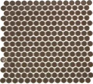 Camden Penny Round Cappuccino Gloss Glazed Mosaic Tile by Tile Republic, a Mosaic Tiles for sale on Style Sourcebook