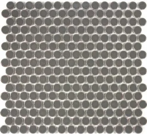 Camden Penny Round Dark Grey Gloss Glazed Mosaic Tile by Tile Republic, a Mosaic Tiles for sale on Style Sourcebook