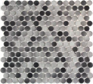 Camden Penny Round Grey Mix Gloss Glazed Mosaic Tile by Tile Republic, a Mosaic Tiles for sale on Style Sourcebook
