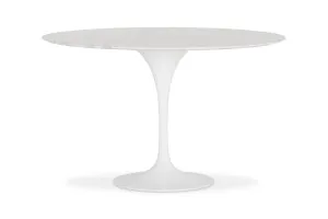 Clover Mid Century Dining Table in White, Italian Carrera Marble, by Lounge Lovers by Lounge Lovers, a Dining Tables for sale on Style Sourcebook