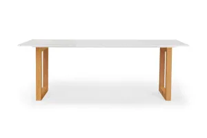 Bronte 220cm 8-Seater Coastal Dining Table, White Italian Carrara Marble & Natural Oak Legs, by Lounge Lovers by Lounge Lovers, a Dining Tables for sale on Style Sourcebook