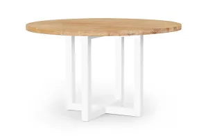 Bronte 130cm Round Timber Dining Table With Oak Legs in White, by Lounge Lovers by Lounge Lovers, a Dining Tables for sale on Style Sourcebook
