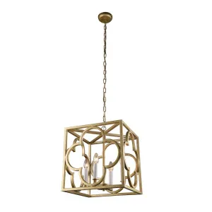 Modern Detailed Box Frame Lantern Pendant Light - Gold Venetia by Ivory & Deene, a Pendant Lighting for sale on Style Sourcebook