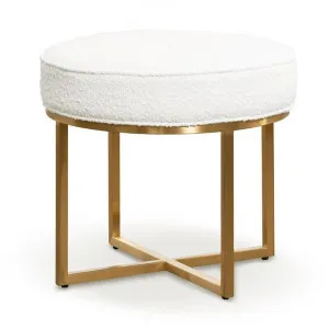 Bianka Daisy White Boucle Ottoman - Brushed Gold Base by Interior Secrets - AfterPay Available by Interior Secrets, a Ottomans for sale on Style Sourcebook