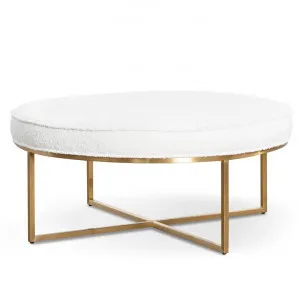 Bianka 100cm Daisy White Boucle Ottoman - Brushed Gold Base by Interior Secrets - AfterPay Available by Interior Secrets, a Ottomans for sale on Style Sourcebook
