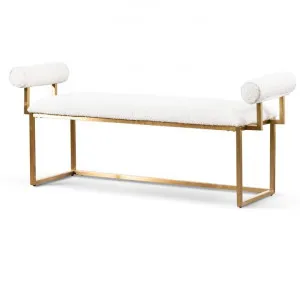 Florence Daisy White Boucle Bench - Brushed Gold Base by Interior Secrets - AfterPay Available by Interior Secrets, a Benches for sale on Style Sourcebook