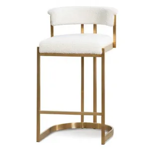Adela Daisy White Boucle Bar Stool - Brushed Gold Base - Last One by Interior Secrets - AfterPay Available by Interior Secrets, a Bar Stools for sale on Style Sourcebook