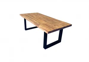 Lennon 2.1m Outdoor Dining Table - Natural with Black Leg by Interior Secrets - AfterPay Available by Interior Secrets, a Dining Tables for sale on Style Sourcebook