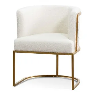 Carma Daisy White Boucle Lounge Chair - Brushed Gold by Interior Secrets - AfterPay Available by Interior Secrets, a Chairs for sale on Style Sourcebook