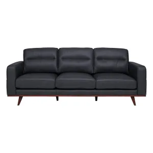 Astrid 3 Seater Sofa in Leather Slate / Brown Leg by OZ Design, a Sofas for sale on Style Sourcebook