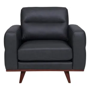 Astrid Armchair in Leather Slate / Brown Leg by OZ Design, a Chairs for sale on Style Sourcebook