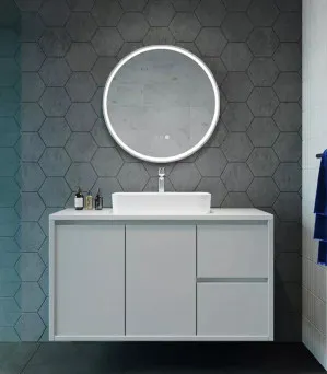 Sphere Brushed Nickel Framed Round LED Mirror - 60cm / 80cm None 600mm / 60cm Diameter by Luxe Mirrors, a Illuminated Mirrors for sale on Style Sourcebook