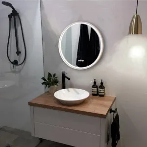 Sphere Gold Brushed Brass Framed Round LED Mirror - 60cm / 80cm 600mm None by Luxe Mirrors, a Illuminated Mirrors for sale on Style Sourcebook