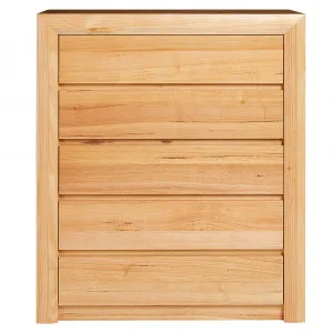 Bellambi Natural Messmate Tallboy - 5 Drawer by null, a Dressers & Chests of Drawers for sale on Style Sourcebook