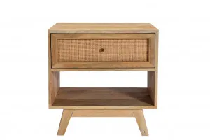 Tulum Mango Wood and Rattan Bedside Table - 1 Drawer by null, a Bedside Tables for sale on Style Sourcebook