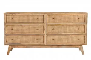 Tulum Mango Wood and Rattan Dresser - 6 Drawer by null, a Dressers & Chests of Drawers for sale on Style Sourcebook