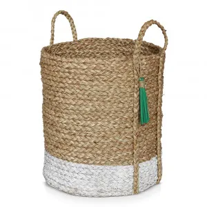 Vinh Basket White & Natural Round 37cm x 40Hcm by null, a Baskets & Boxes for sale on Style Sourcebook