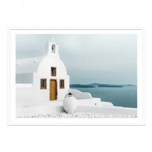 Santorini Lookout Framed Print  - 100cm x 80cm by null, a Prints for sale on Style Sourcebook