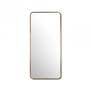 Round Corner Gold Brass Metal Frame Bathroom Mirror • 100cm x 56cm 1000mm X 560mm by Luxe Mirrors, a Vanity Mirrors for sale on Style Sourcebook
