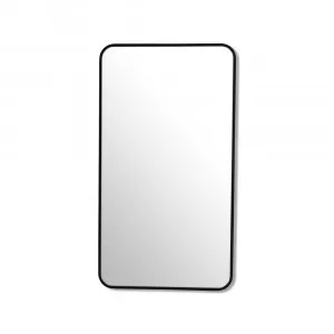 Round Corner Black Metal Frame Bathroom Mirror - 100cm x 56cm 1000mm X 560mm by Luxe Mirrors, a Vanity Mirrors for sale on Style Sourcebook