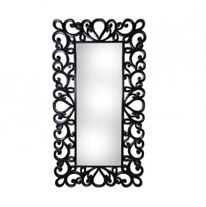 Almora Large Hand Carved Mirror in Black or White 220cm x 120cm Black by Luxe Mirrors, a Mirrors for sale on Style Sourcebook