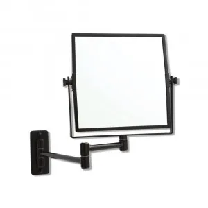 Square 1x &amp; 5x Magnification Mirror Matt Black (20cm x 20cm) by Luxe Mirrors, a Shaving Cabinets for sale on Style Sourcebook