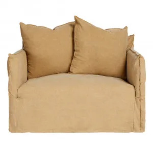 Como Linen Occasional Chair Cover Wheat - 1 Seater by null, a Chairs for sale on Style Sourcebook