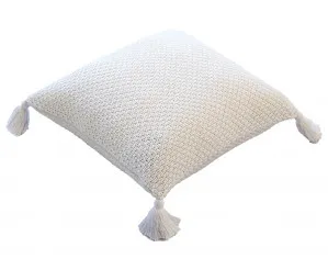 Hackney Knitted Cushion White - 50cm x 50cm by null, a Cushions, Decorative Pillows for sale on Style Sourcebook