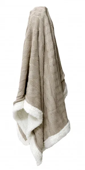 Sherpa Fur Knitted Throw Pebble - 170cm x 130cm by null, a Throws for sale on Style Sourcebook