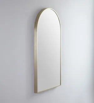 Modern Arch Metal Frame Bathroom Mirror - 7 colour options - 91 x 51cm Brushed Brass by Luxe Mirrors, a Vanity Mirrors for sale on Style Sourcebook