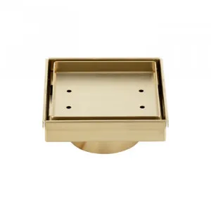 Pixi Tile Insert Floor Waste 125mm - Brushed Brass by ABI Interiors Pty Ltd, a Traps & Wastes for sale on Style Sourcebook