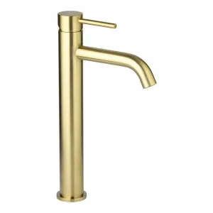 Elysian Extended Basin Mixer - Brushed Brass by ABI Interiors Pty Ltd, a Bathroom Taps & Mixers for sale on Style Sourcebook