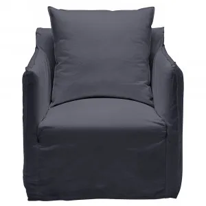Como Linen Occasional Chair Cover Charcoal - 1 Seater by null, a Chairs for sale on Style Sourcebook