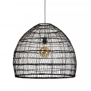Fiorentino Bangkok Dome Rattan Pendant Light Edison Screw (E27) Black by Fiorentino, a Pendant Lighting for sale on Style Sourcebook