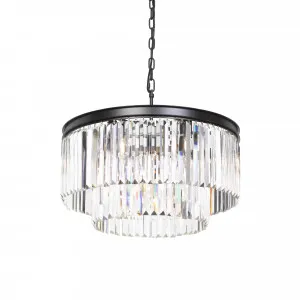 Telbix Serene Round Antique Black & Crystal Chandelier (E14) 9 Light by Telbix, a Lighting for sale on Style Sourcebook