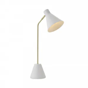 Telbix Ambia Desk Lamp Matte White and Brass by Telbix, a Lamps for sale on Style Sourcebook
