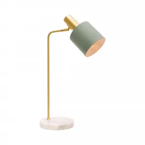 Mercator Addison Table Lamp With Brushed Brass Metalware And White Marble Base Matte Jade by Mercator, a Table & Bedside Lamps for sale on Style Sourcebook