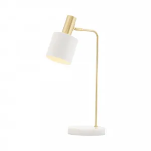 Mercator Addison Table Lamp With Brushed Brass Metalware And White Marble Base Matte White by Mercator, a Table & Bedside Lamps for sale on Style Sourcebook