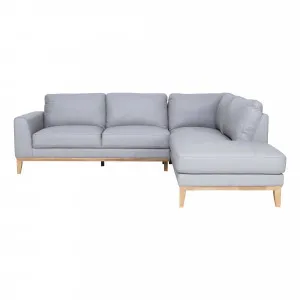 Dante 2.5 Seater Sofa + Chaise RHF in Leather Pewter by OZ Design, a Sofas for sale on Style Sourcebook