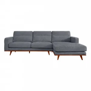 Astrid 2.5 Seater Sofa + Chaise RHF in Talent Denim / Brown Leg by OZ Design, a Sofas for sale on Style Sourcebook