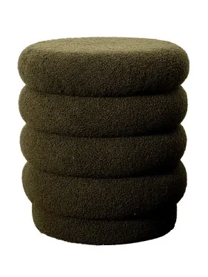 Lucia Round Boucle Stool Khaki by Urban Road, a Stools for sale on Style Sourcebook
