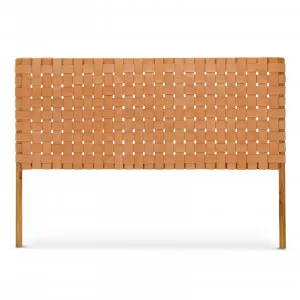 Lazie Leather Strapping Bedhead, Teak & Natural Tan by L3 Home, a Bed Heads for sale on Style Sourcebook