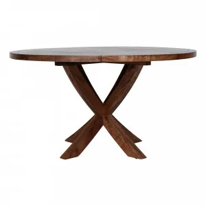 Mango Creek Round Dining Table 140cm in Rustic Chocolate by OZ Design, a Dining Tables for sale on Style Sourcebook