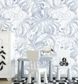 Blue Monstera Wallpaper by oliveetoriel.com, a Wallpaper for sale on Style Sourcebook