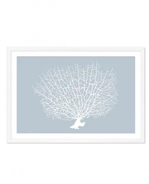 White Coral On Blue by oliveetoriel.com, a Prints for sale on Style Sourcebook