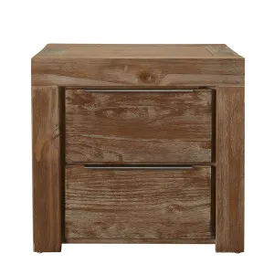 Hobart Bedside Table Rustic Brown - 2 Drawer by null, a Bedside Tables for sale on Style Sourcebook