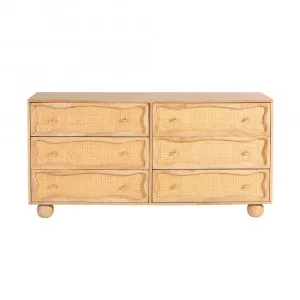 Baxter Mango Wood and Rattan Dresser - 6 Drawer by null, a Dressers & Chests of Drawers for sale on Style Sourcebook